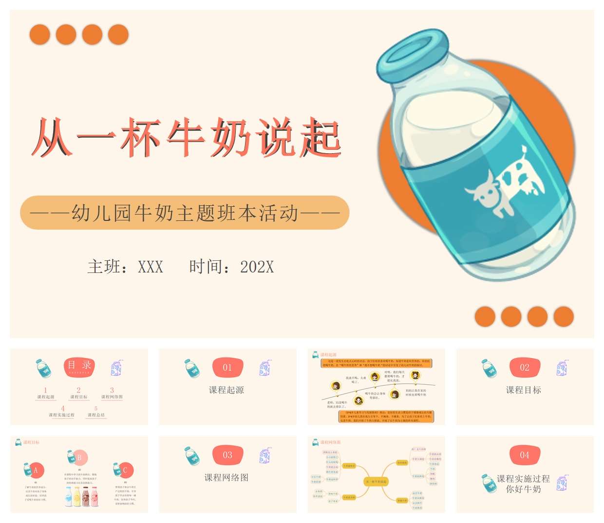 幼儿园班本课程《从一杯牛奶说起》PPT+文稿+调查表