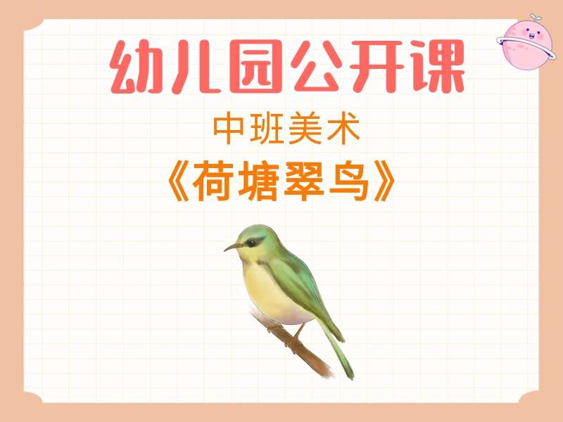 中班美术公开课《荷塘翠鸟》课堂实录+教案+PPT课件