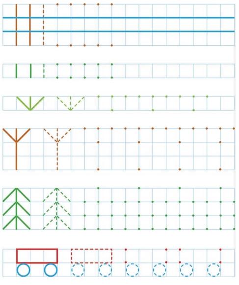 130页打包！图形绘制练习图集，控笔训练学简单绘画， 亲子控笔描红线条图形认知游戏，电子版PDF可打印【超高质量】