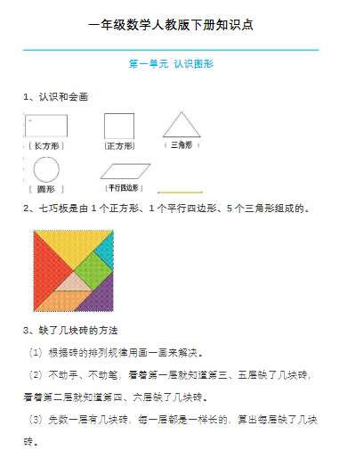 【13页】一年级数学下册人教版全册知识点归纳