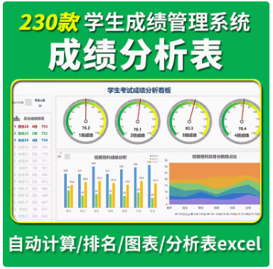学生成绩排名统计分析个人成绩自动计算管理登记系统excel图表格