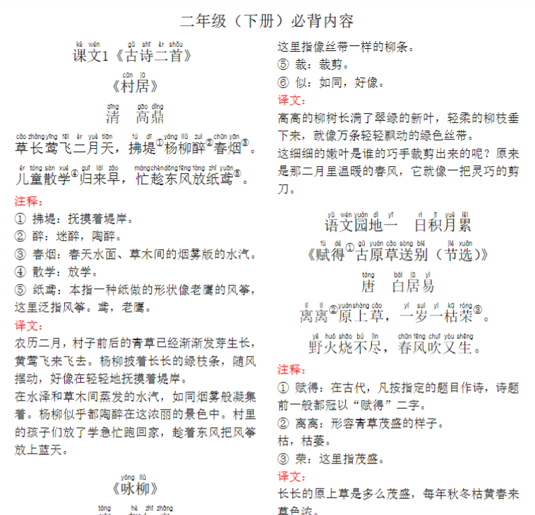 【12页】二年级下册语文必背日积月累