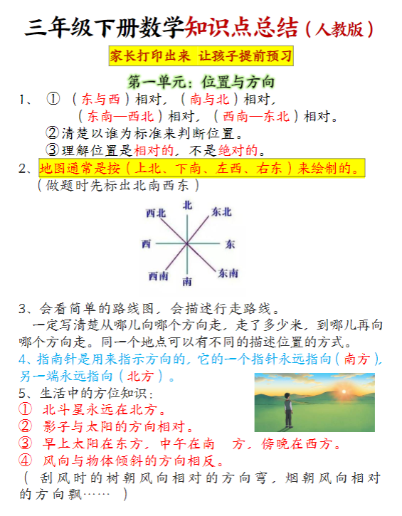 【重点知识点归纳】三下数学人教版