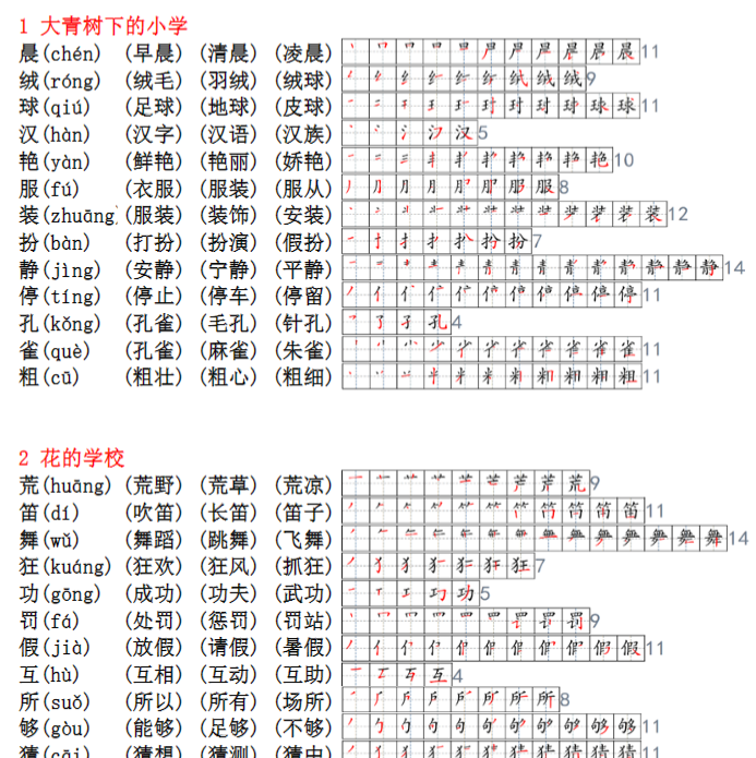 新三上生字笔顺组词生字小帖帖