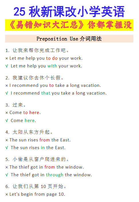 【2025秋新版】小学英语易错知识大汇总，看看你都掌握了没？