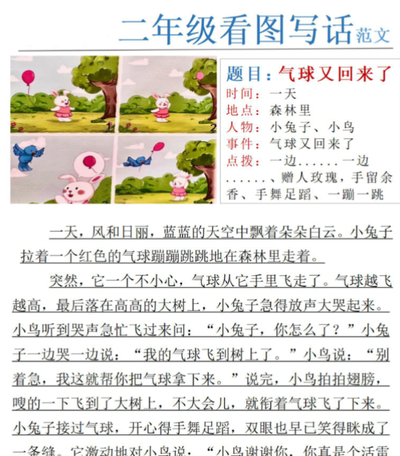 二年级看图写话范文