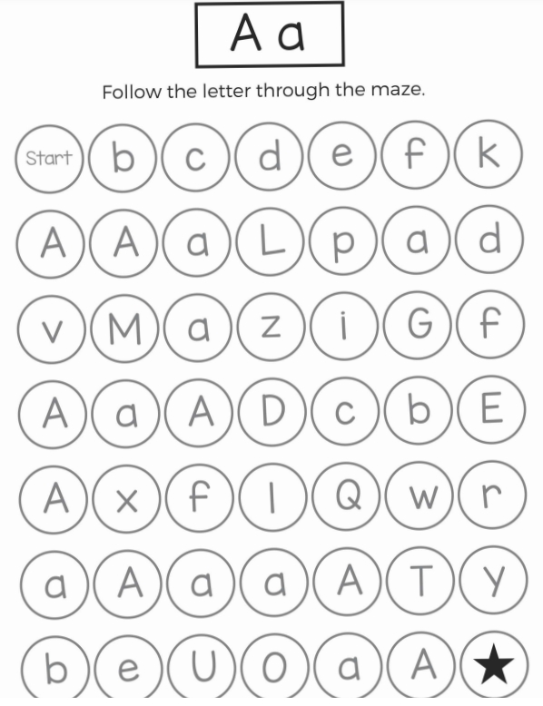 26页打包！26个英语字母路径迷宫，幼儿英语启蒙，电子版PDF可打印【超高质量】