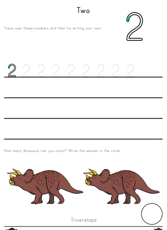 22页打包！恐龙主题数字0-20描红,幼儿控笔训练图，电子版PDF可打印【超高质量】