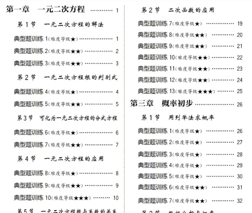 55页！九上数学计算题专项练习每日一练