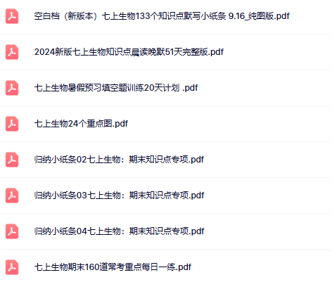 【初中七上生物精品小纸条】【高清无水印版本】