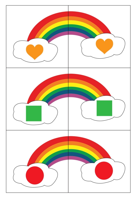 6页打包！彩虹形状配对-(1-6页)，低幼系列亲子安静书游戏教材，电子版PDF可打印【超高质量】