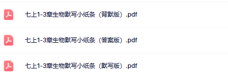 【初中七上北师大生物1-3章 精品小纸条】【高清无水印版本】