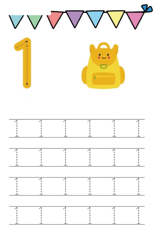 10页打包！数字1-10书写练习_3 亲子互动数学学习 幼儿园数字描摹教材 ，电子版PDF可打印【超高质量】