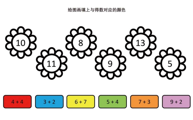 5页打包！给图画填上与得数对应的颜色，电子版PDF打印【超高质量】