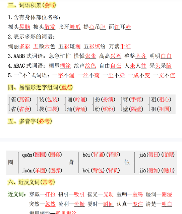 【高清电子版】三上语文期中复习九大知识点