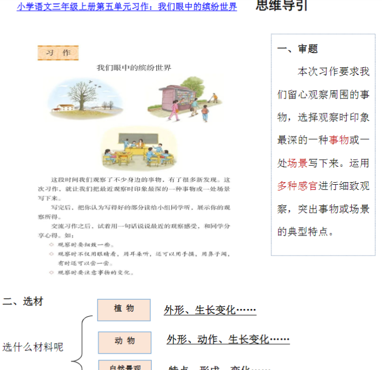 三上第五单元 我们眼中的缤纷世界