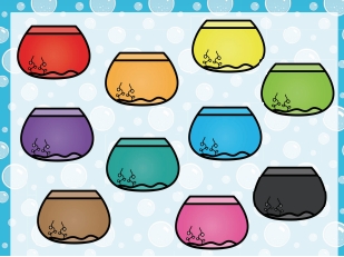 2页打包！小金鱼颜色配对鱼缸，低幼系列亲子安静书游戏教材，电子版PDF可打印【超高质量】