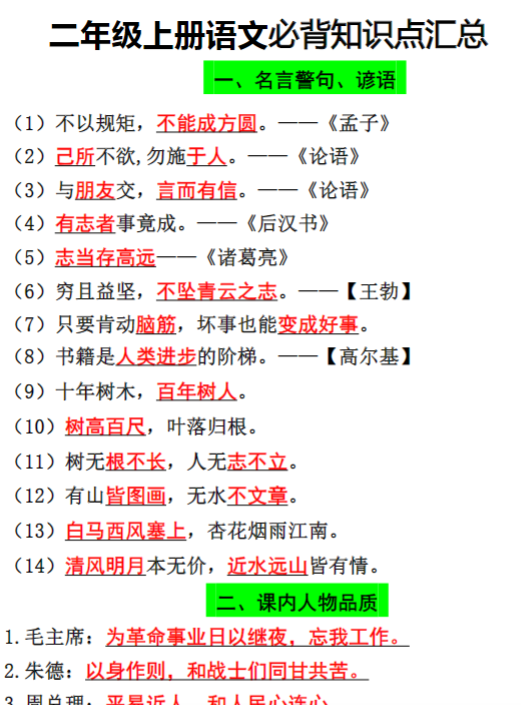 【二上】语文必背汇总满分资料专属