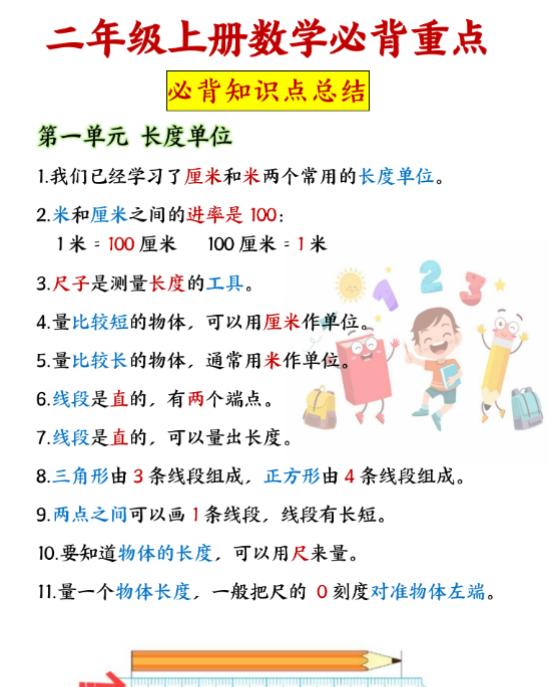 二年级上册数学公式