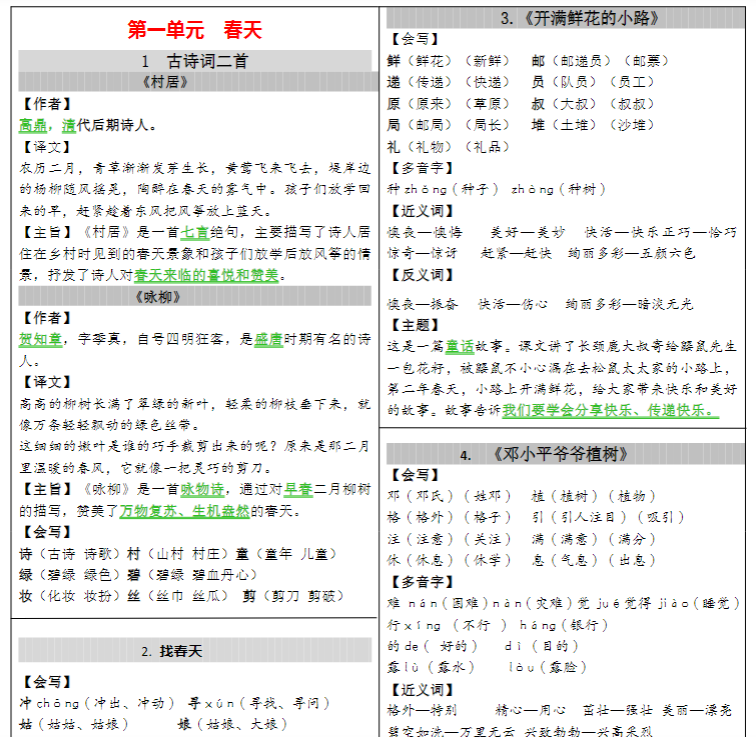 【精品】二（下）语文《课课贴（最新版）》