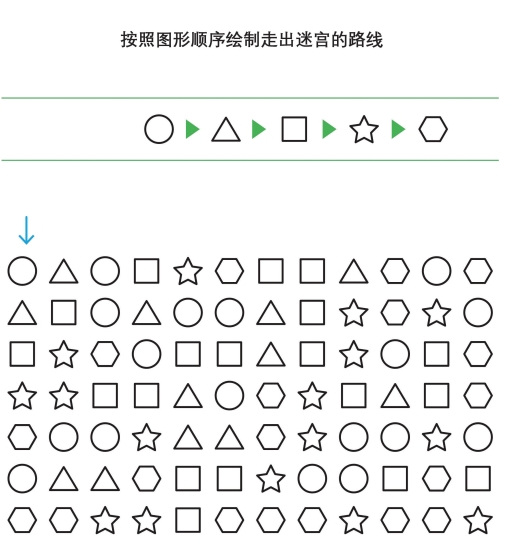 7页打包！ 按照图形顺序绘制走出迷宫的路线，  逻辑迷宫 亲子游戏，电子版PDF可打印【超高质量】