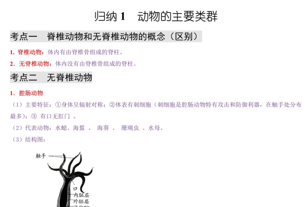 17页！八年级上册生物常考点图表