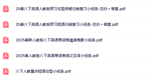 【25版初中八下英语单词短语精品小纸条】【高清无水印版本】