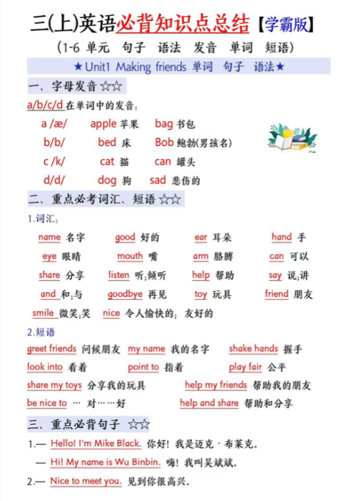 【精品】三上英语必背知识点