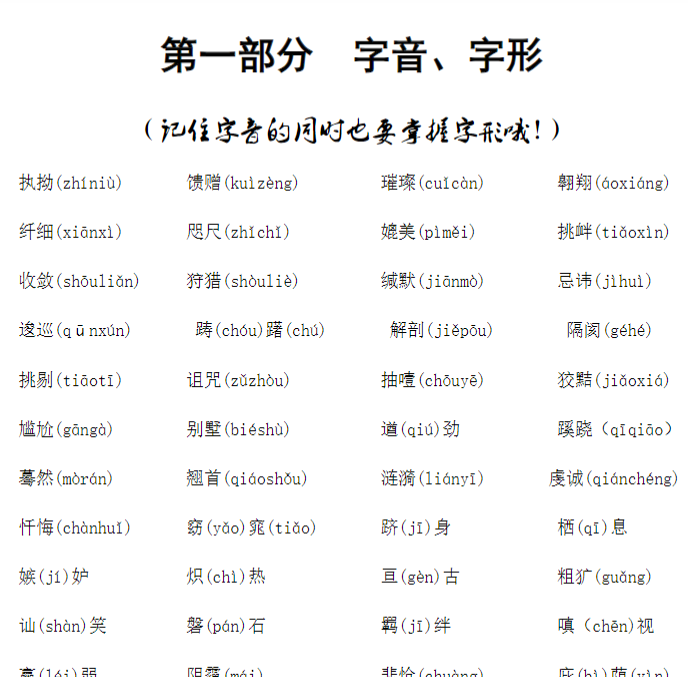 六年级下册语文-小升初专项复习：1 字音、字形-部编版