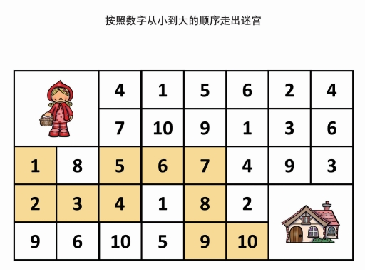 9页打包！按照数字从小到大的顺序走出迷宫， 逻辑迷宫 亲子游戏，电子版PDF可打印【超高质量】