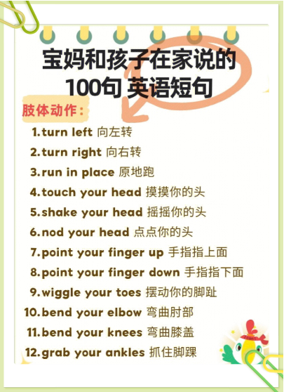 在家和娃说的100句英语短句【英语口语整理包】