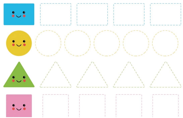 6页打包！图形曲线绘制练习_2 亲子控笔描红线条图形认知游戏，电子版PDF可打印【超高质量】