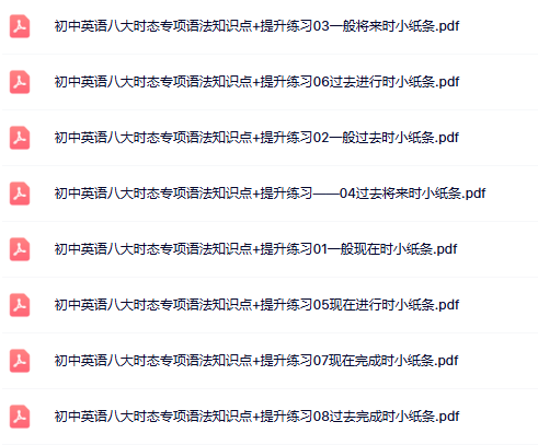 【25版初中中考英语专项语法精品小纸条】【高清无水印版本】