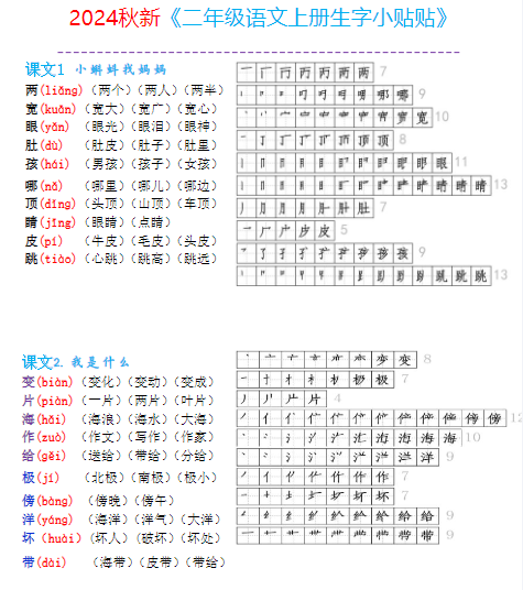 二上《生字拼音、笔顺、组词》-完整版