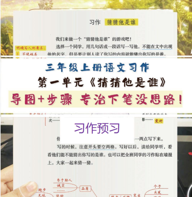 【3上语】1-8单元习作预习思维提纲+重点提示+优秀经典范文