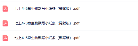 【初中七上北师大生物-4-5章精品小纸条】【高清无水印版本】