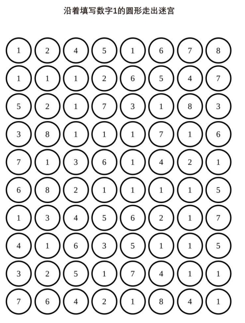 9页打包！1-9数字迷宫，沿着填写数字的圆形走出迷宫，  逻辑迷宫，电子版PDF打印【超高质量】