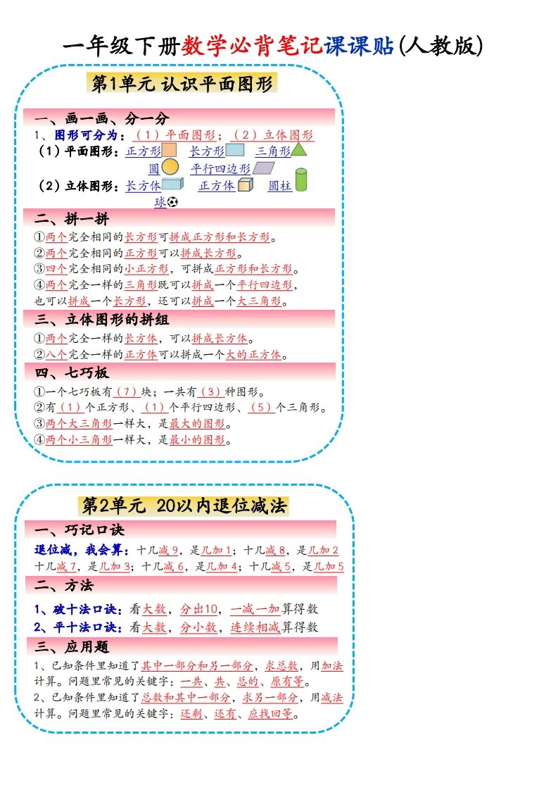 2025年·新一下数学课课贴