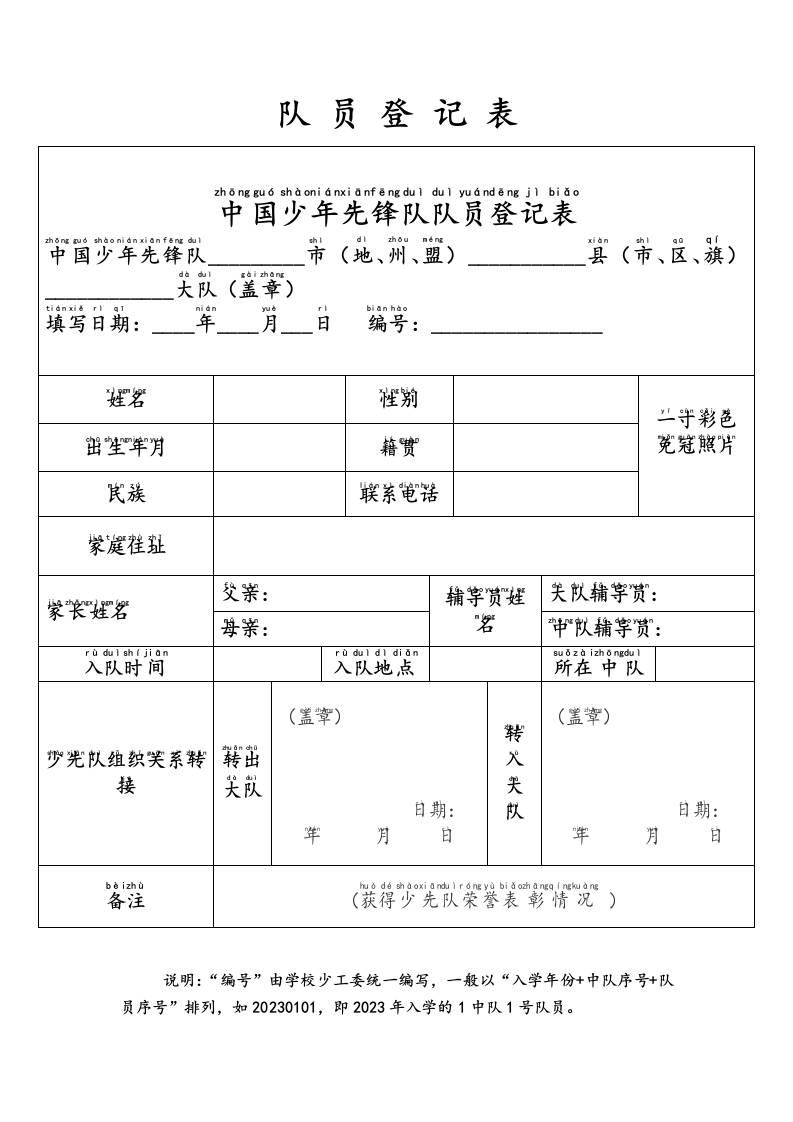 附件3：新队员登记表